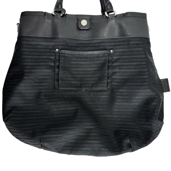 Prada Black Leather Shoulder Hand Bag Satchel Tote Soft Calf Skin Vintage - Picture 11 of 17